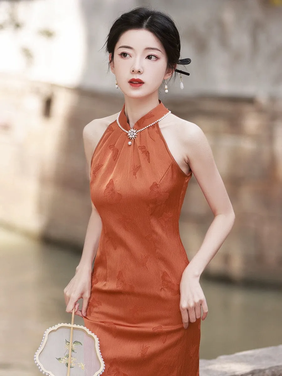 Halter Neck Long Cheongsam, Noon