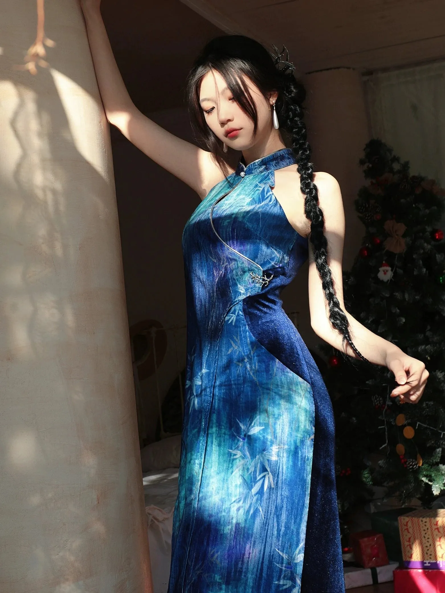 Halter Neck Modern Long Cheongsam, Seraphina