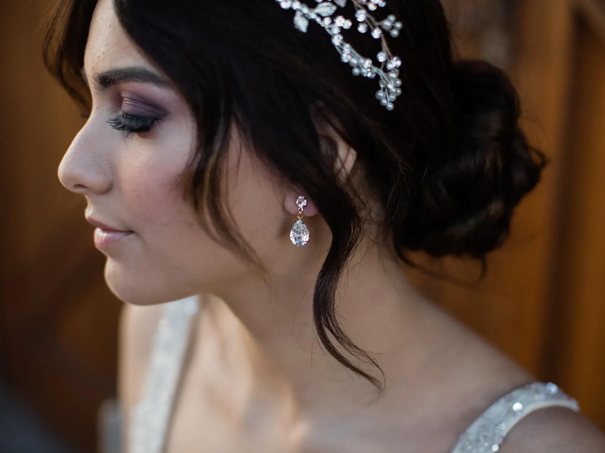 Hannah - Swarovski Pear Drop Bridal Earrings