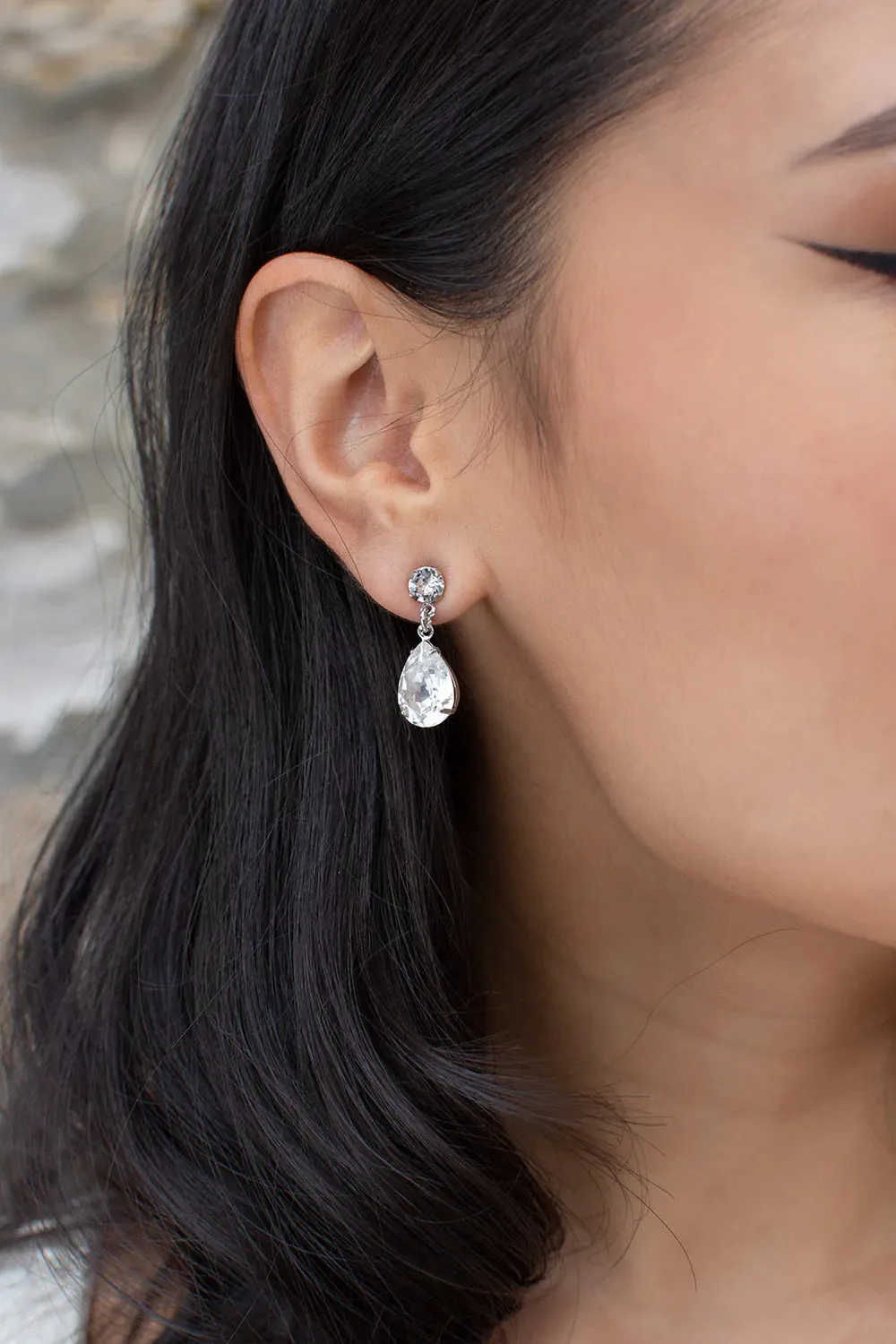 Hannah - Swarovski Pear Drop Bridal Earrings