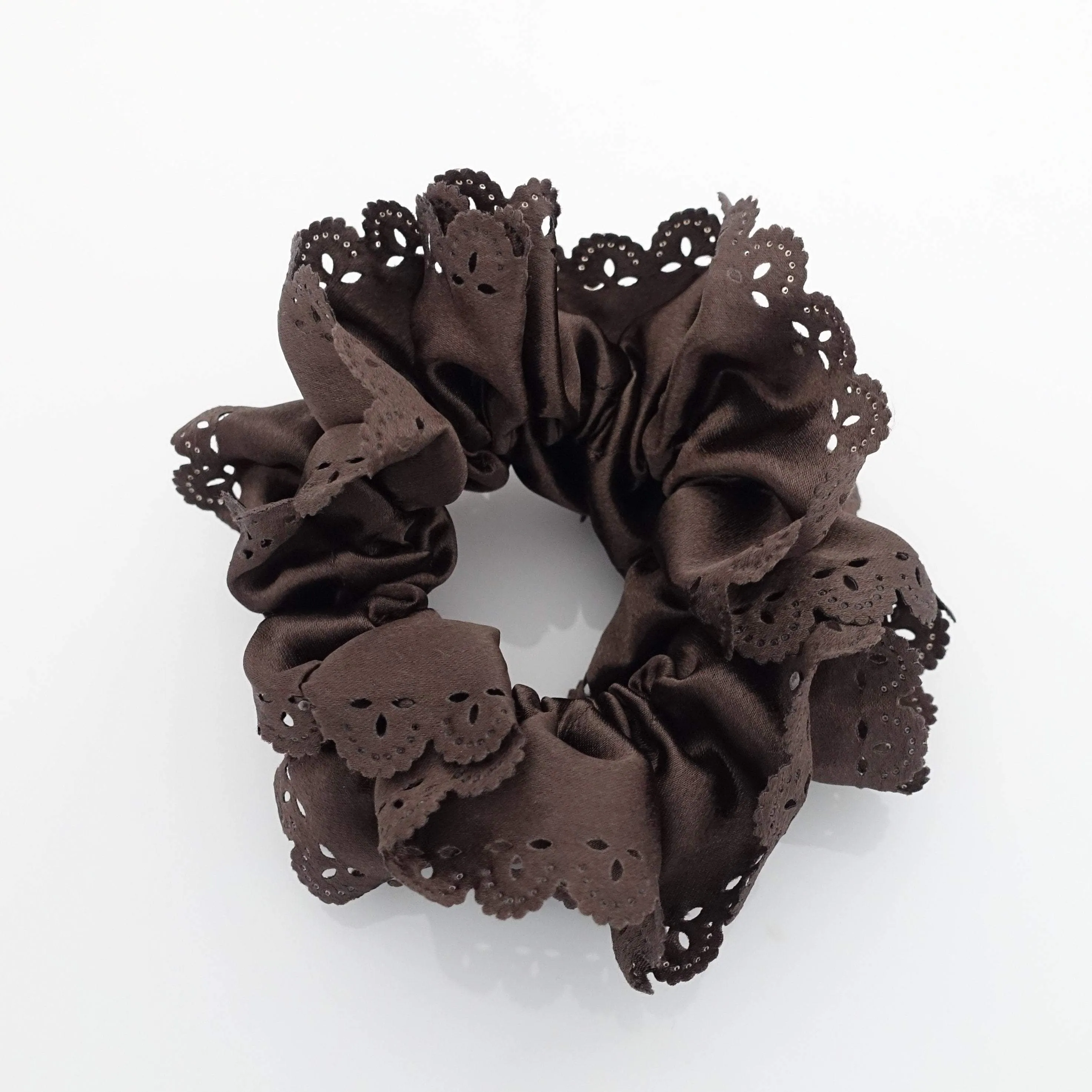 Lace edge scrunchies Glossy Satin Women Hair Elastics Scrunchies