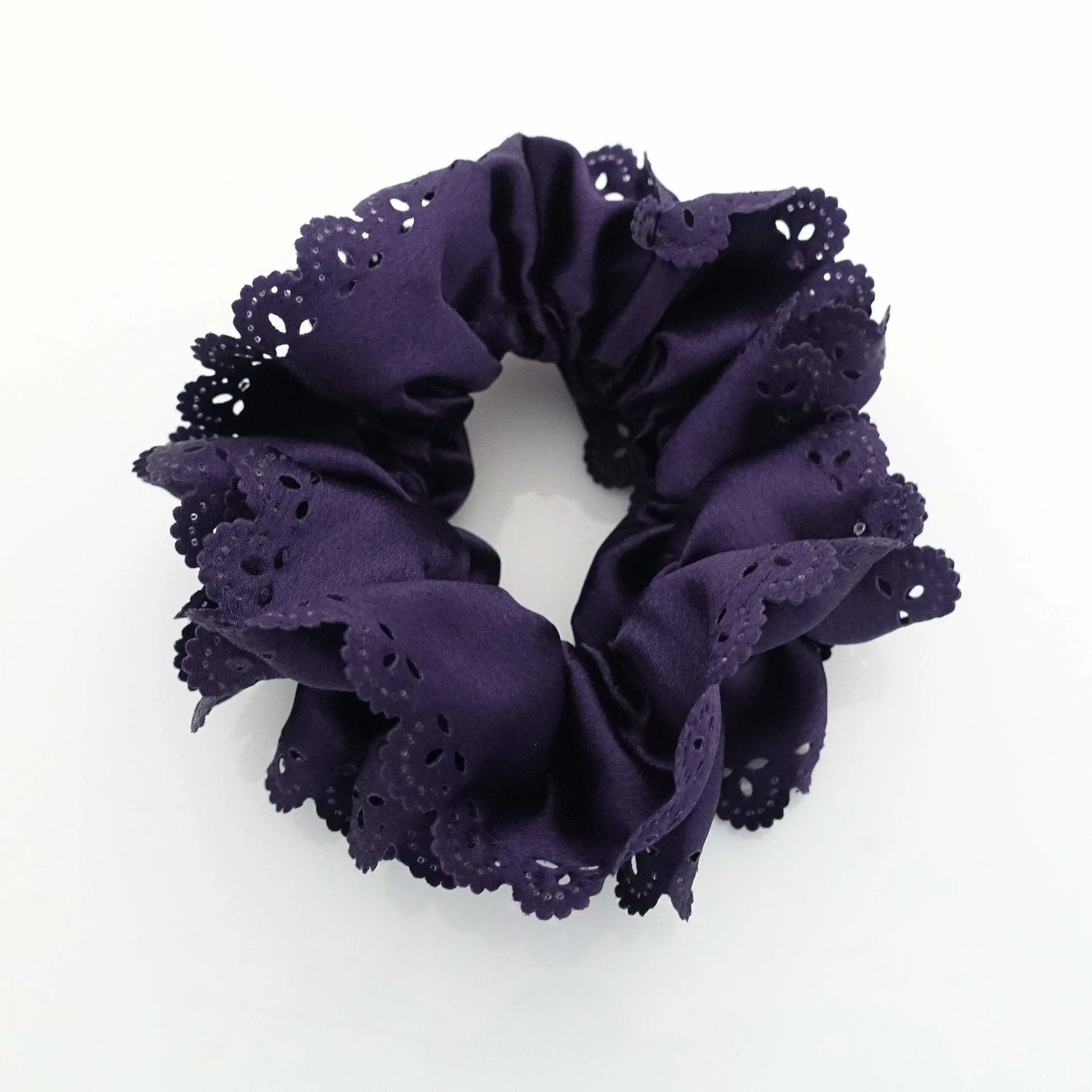 Lace edge scrunchies Glossy Satin Women Hair Elastics Scrunchies