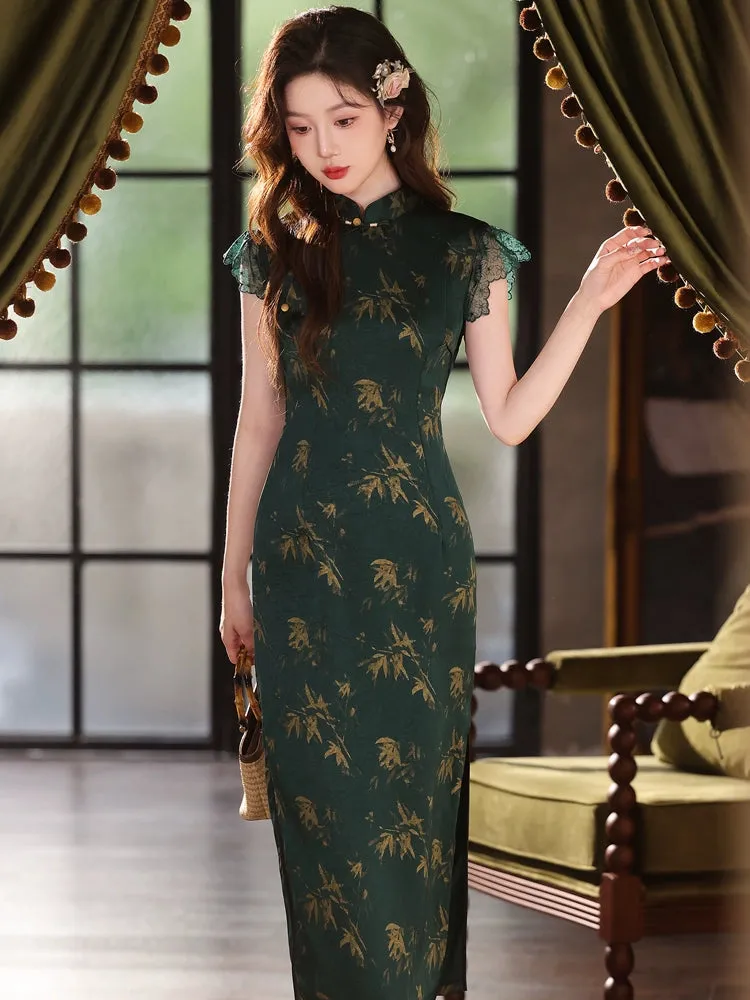 Lace Sleeve Long Cheongsam, Secret Garden