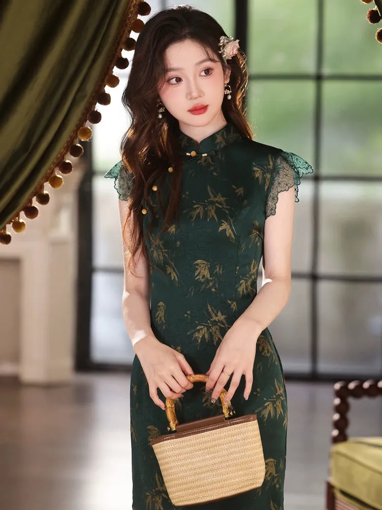 Lace Sleeve Long Cheongsam, Secret Garden