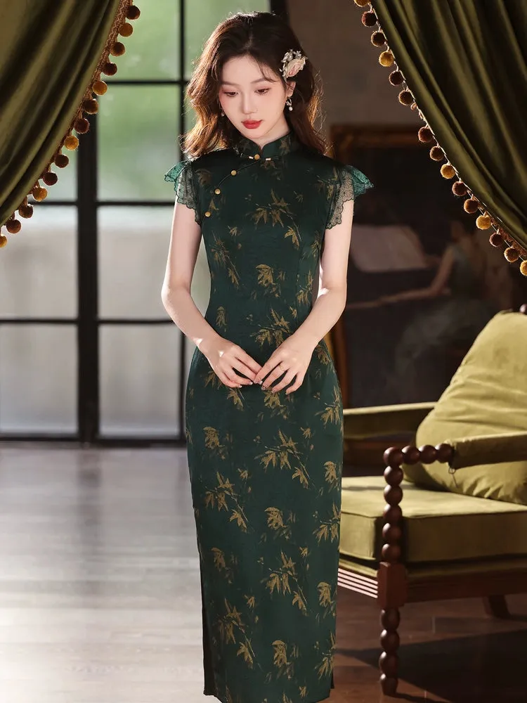 Lace Sleeve Long Cheongsam, Secret Garden