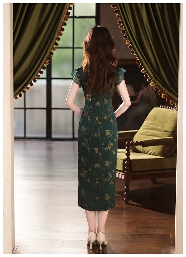 Lace Sleeve Long Cheongsam, Secret Garden