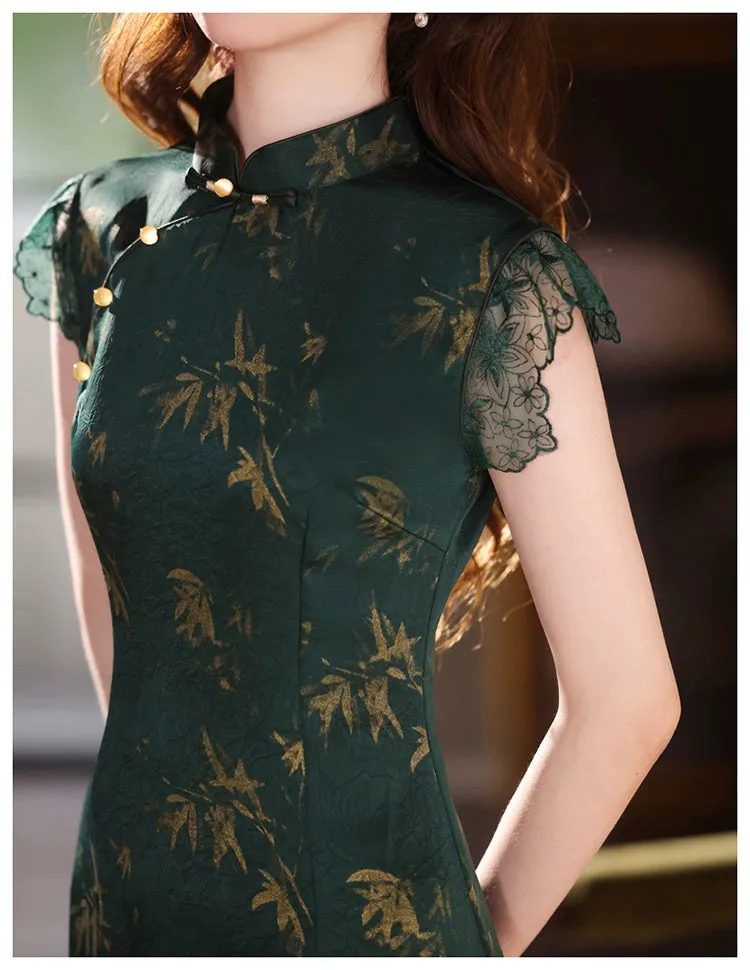 Lace Sleeve Long Cheongsam, Secret Garden