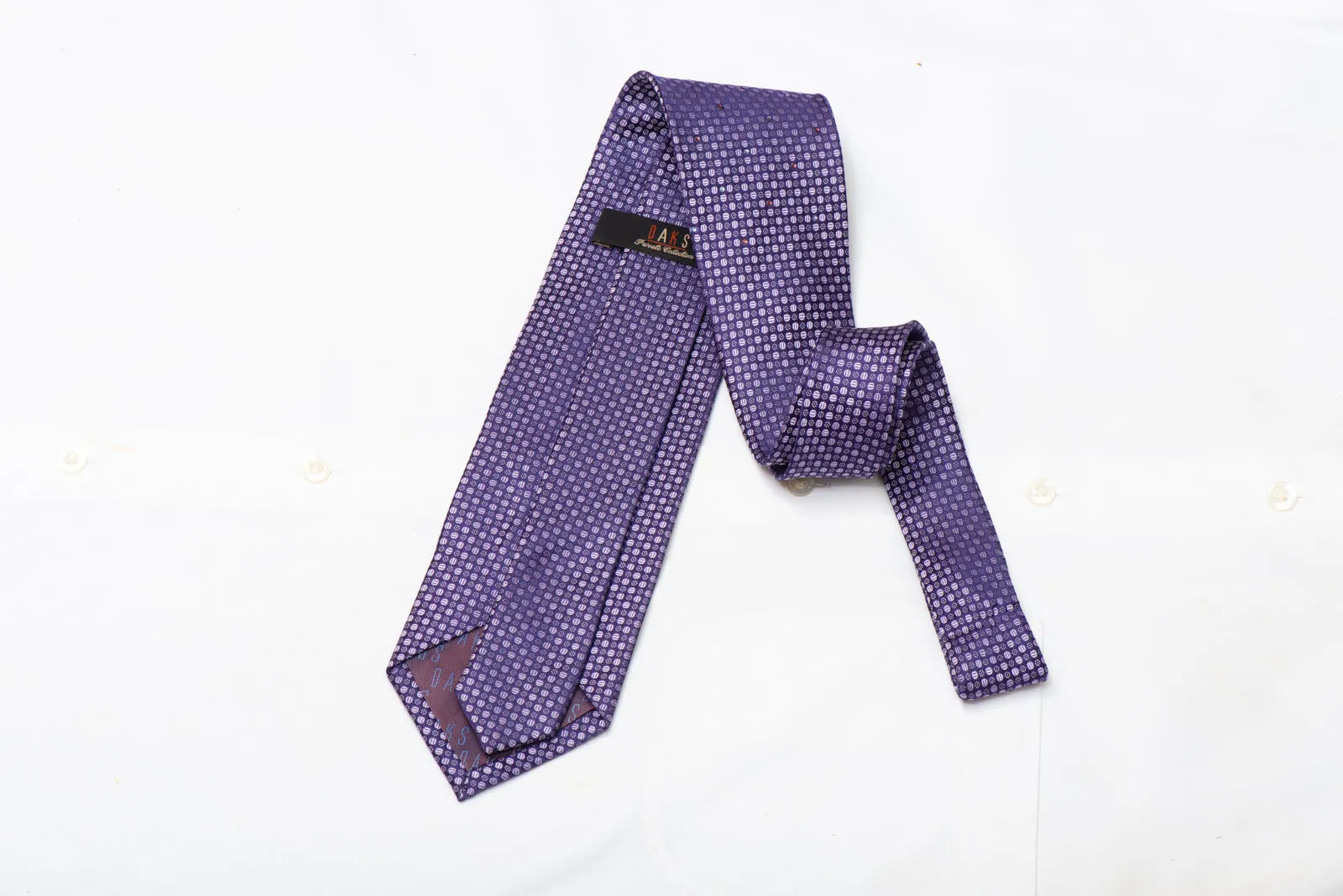 Mauve Geometric On Purple Rhinestone Silk Necktie