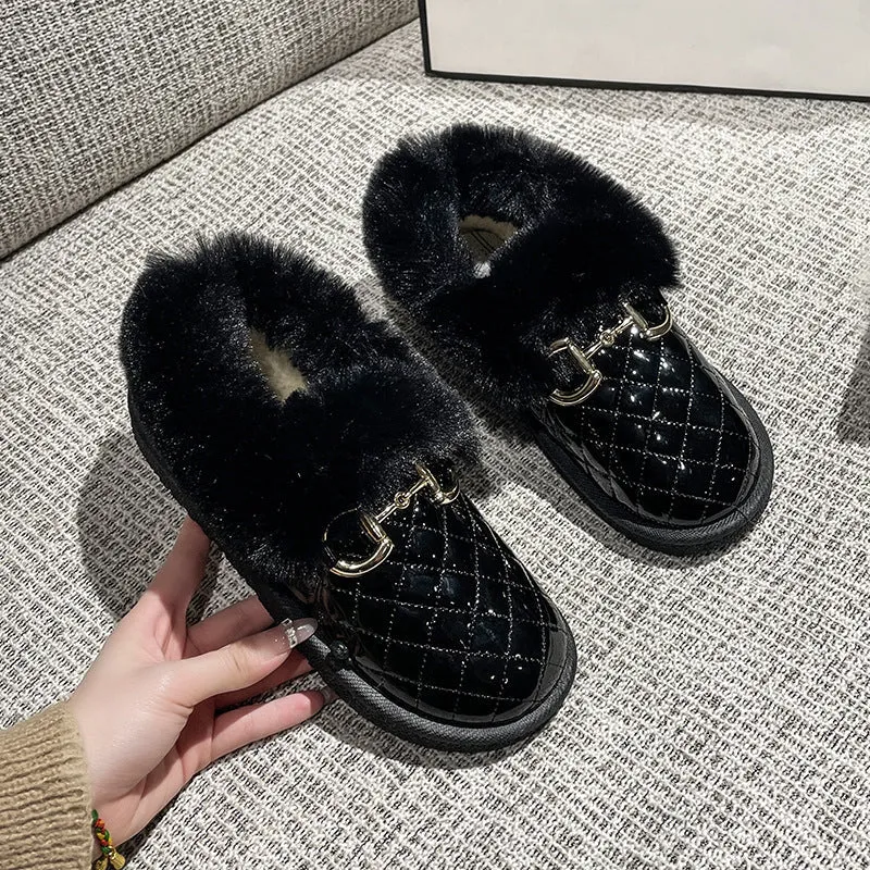 Owlkay Winter Women's Comfortable and Warm Furry Cotton Shoes