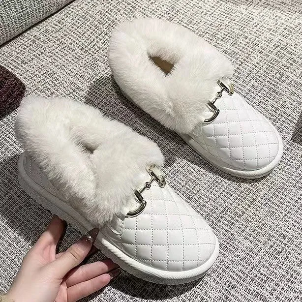 Owlkay Winter Women's Comfortable and Warm Furry Cotton Shoes