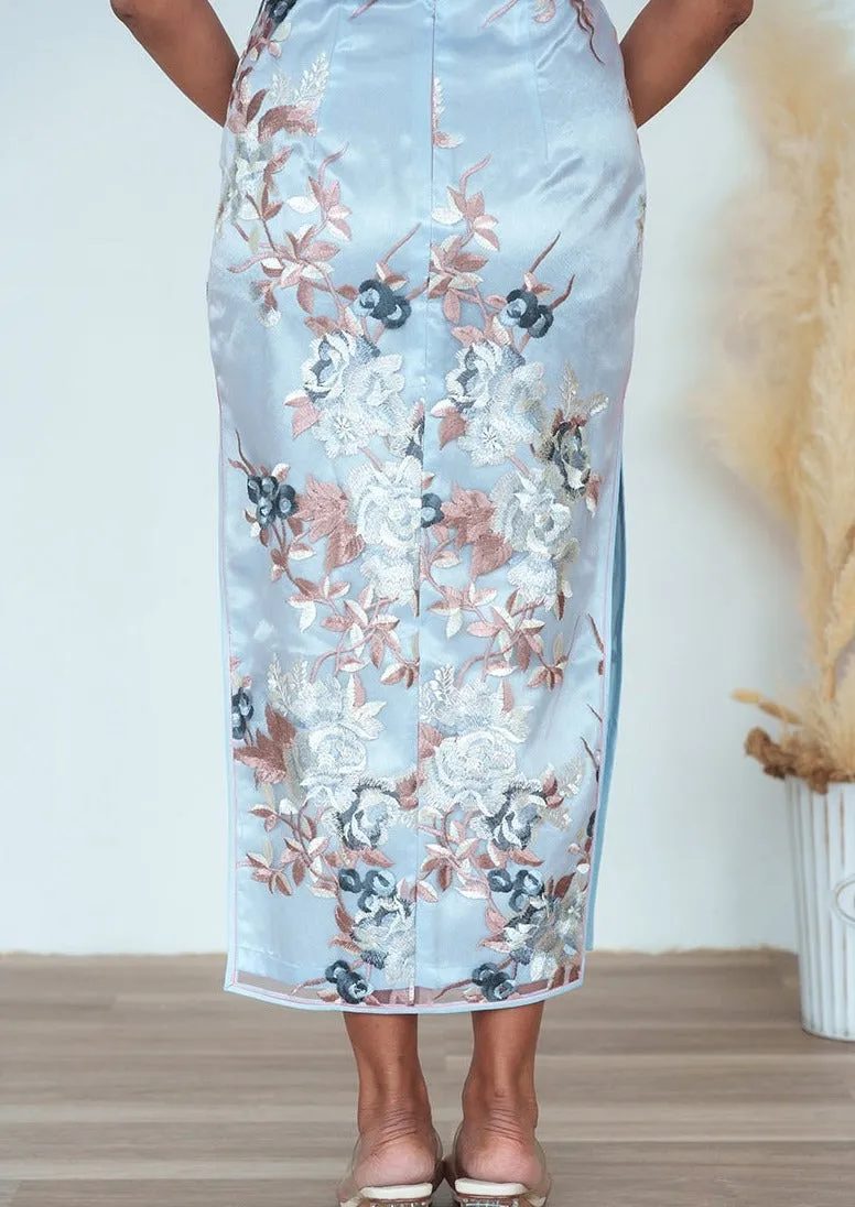 Paperwhites Sleeveless Qipao (Blue/ Pink)