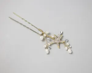 Pearl and Starfish Beach Hair Pin