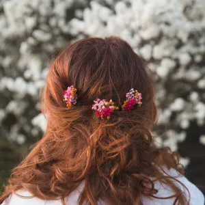 Pink and fuchsia flower hairpin