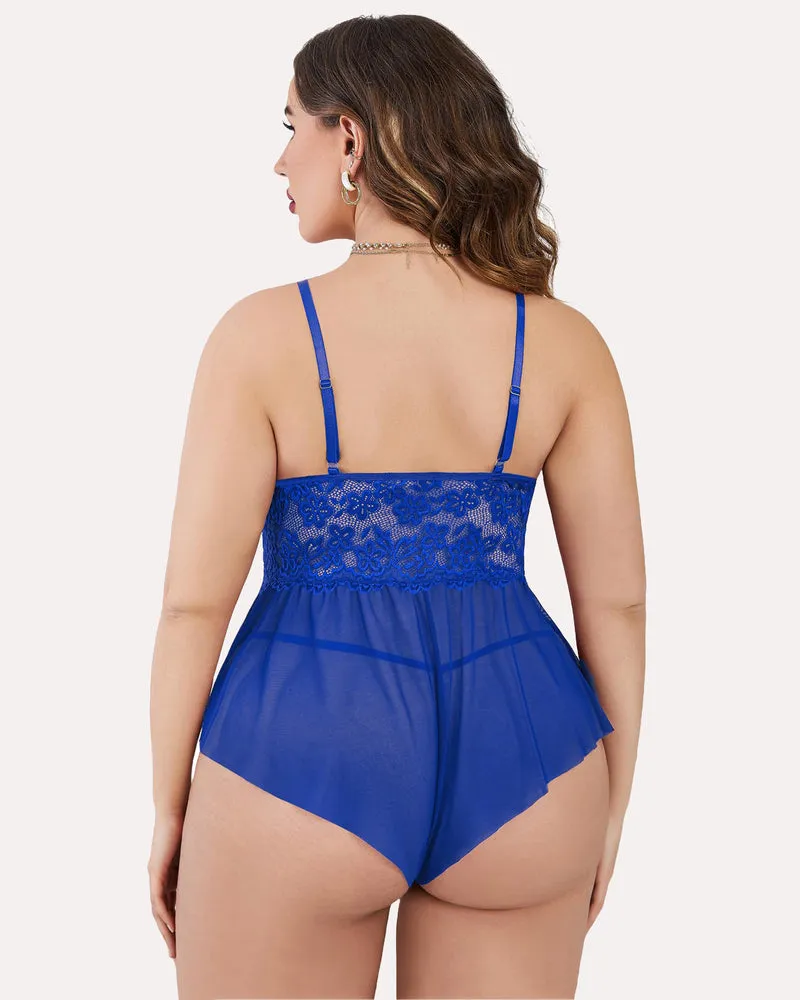 Plus Size Bodysuit Lace Teddy One Piece