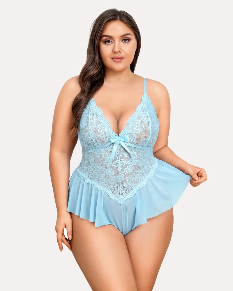 Plus Size Bodysuit Lace Teddy One Piece