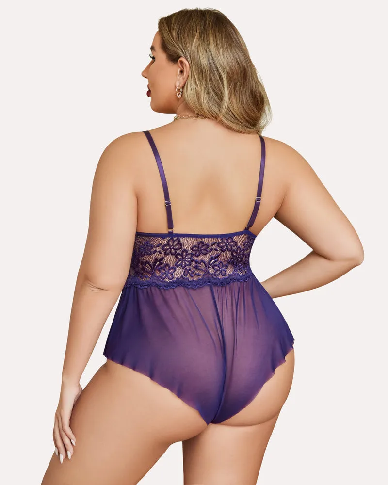 Plus Size Bodysuit Lace Teddy One Piece