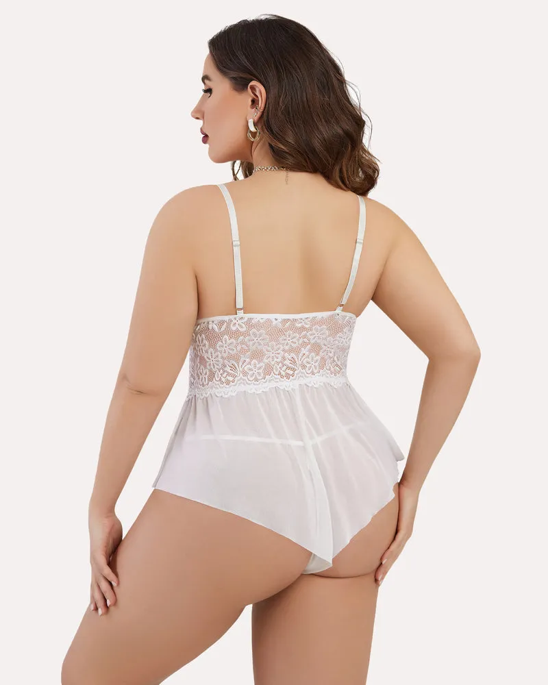 Plus Size Bodysuit Lace Teddy One Piece