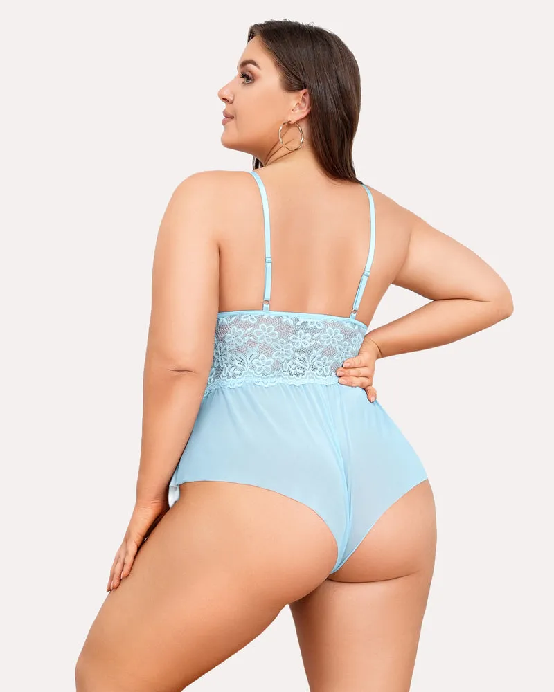 Plus Size Bodysuit Lace Teddy One Piece