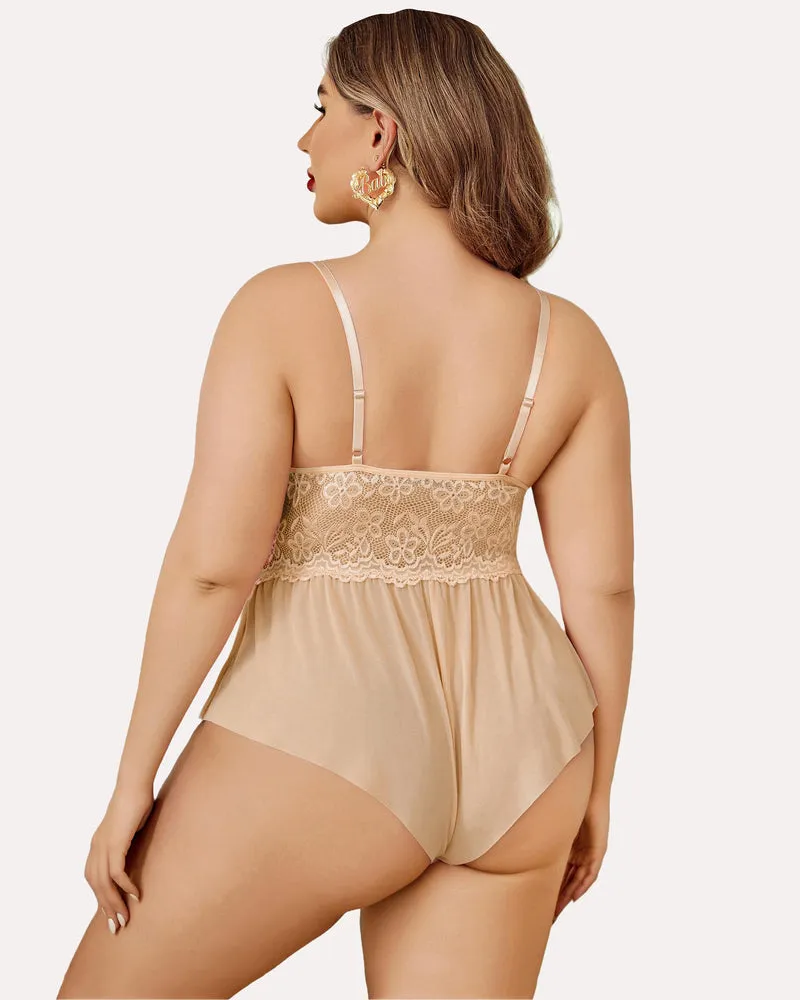 Plus Size Bodysuit Lace Teddy One Piece