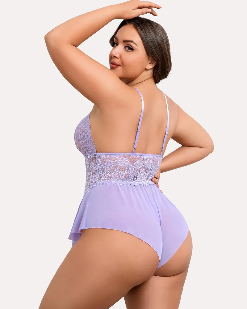 Plus Size Bodysuit Lace Teddy One Piece