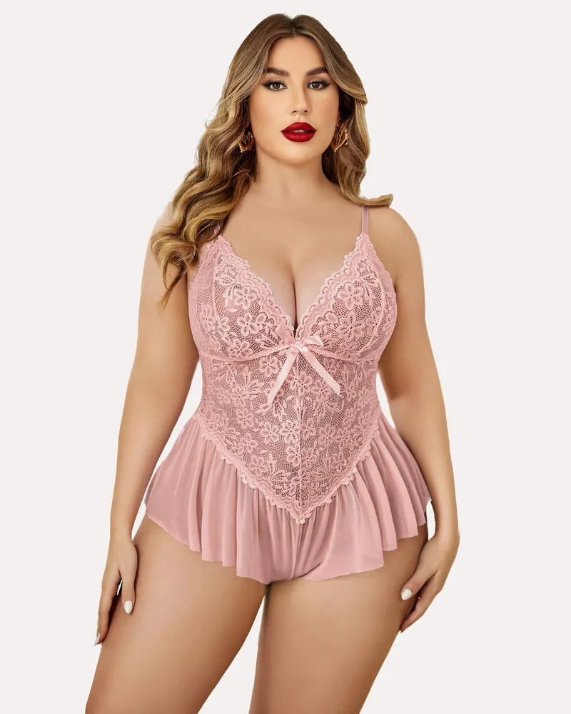 Plus Size Bodysuit Lace Teddy One Piece