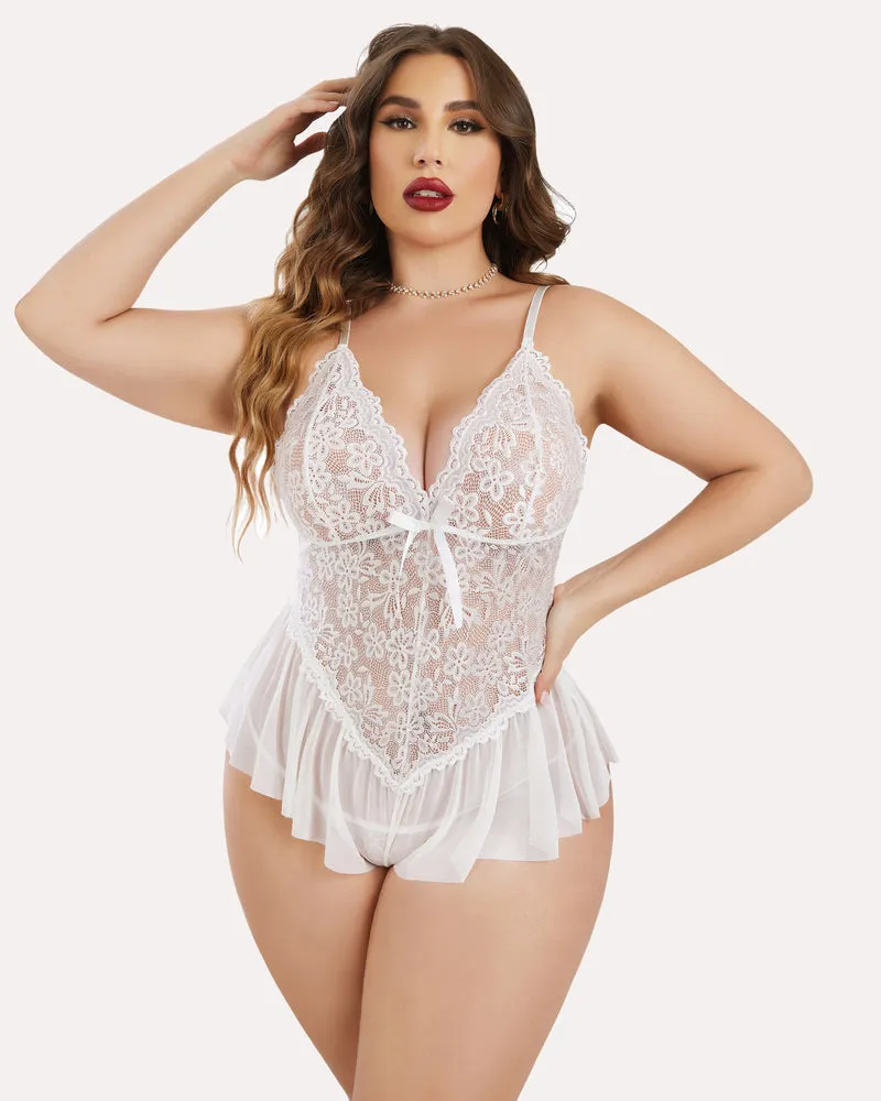 Plus Size Bodysuit Lace Teddy One Piece