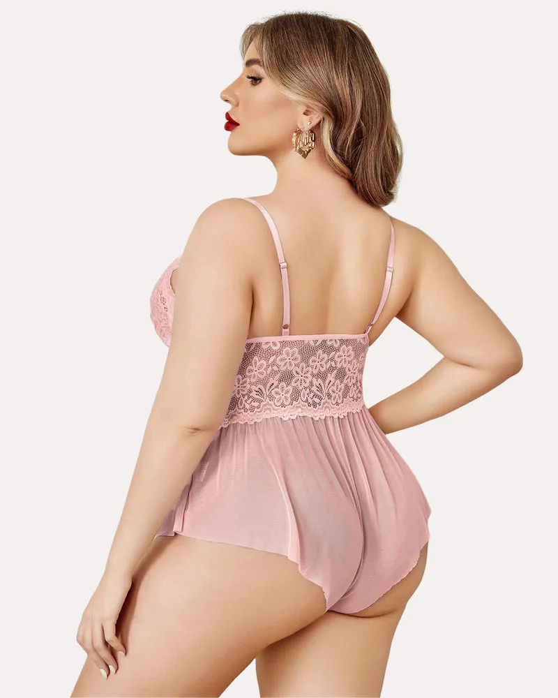 Plus Size Bodysuit Lace Teddy One Piece