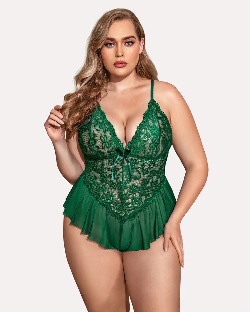 Plus Size Bodysuit Lace Teddy One Piece