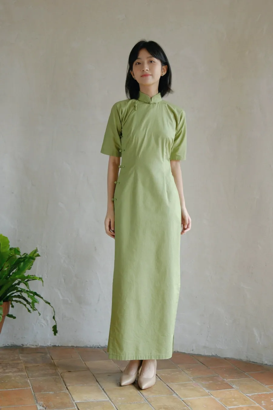 Qing Ti 青提 Fresh Grape 1930s Cotton & Ramie Plant Qipao