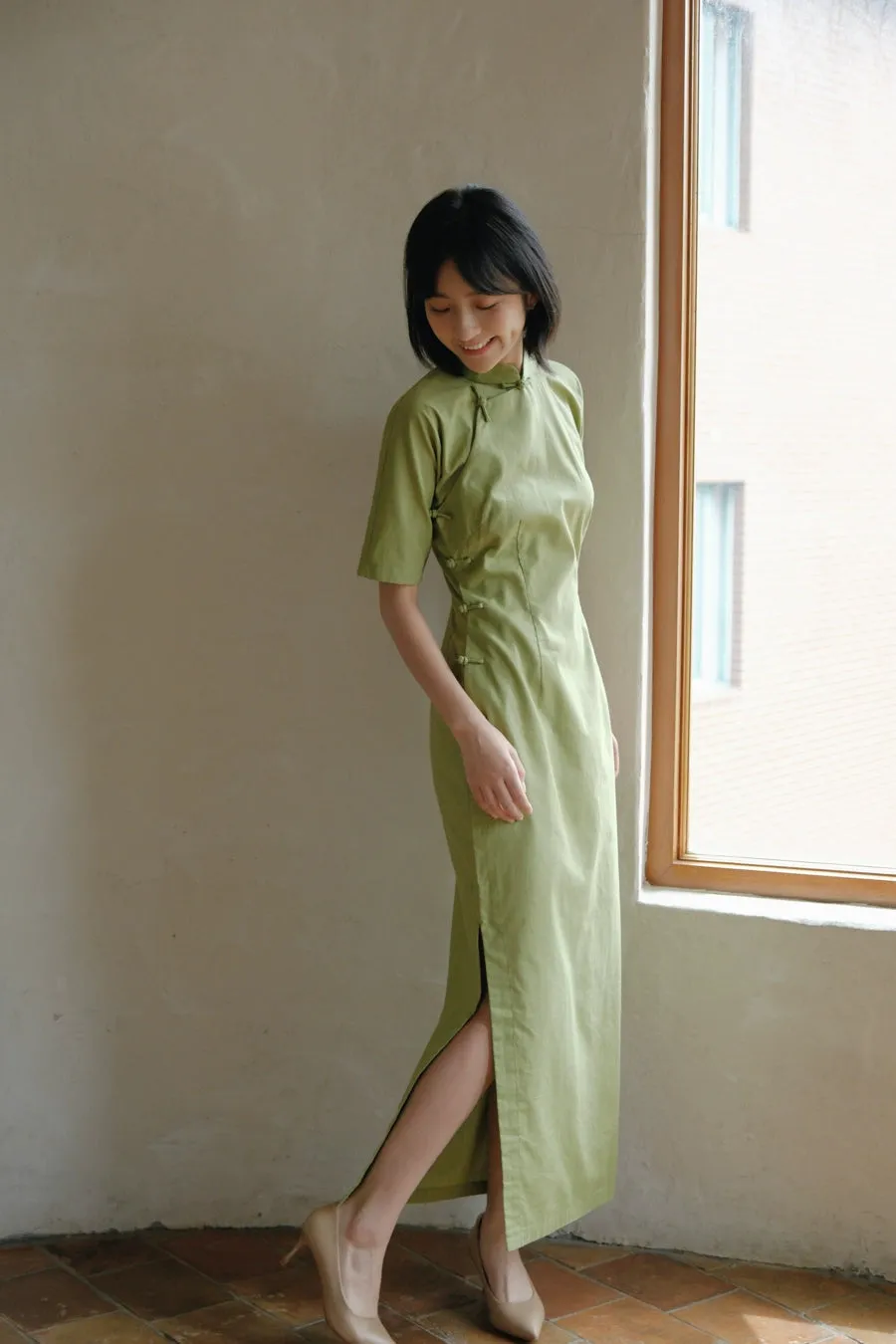 Qing Ti 青提 Fresh Grape 1930s Cotton & Ramie Plant Qipao