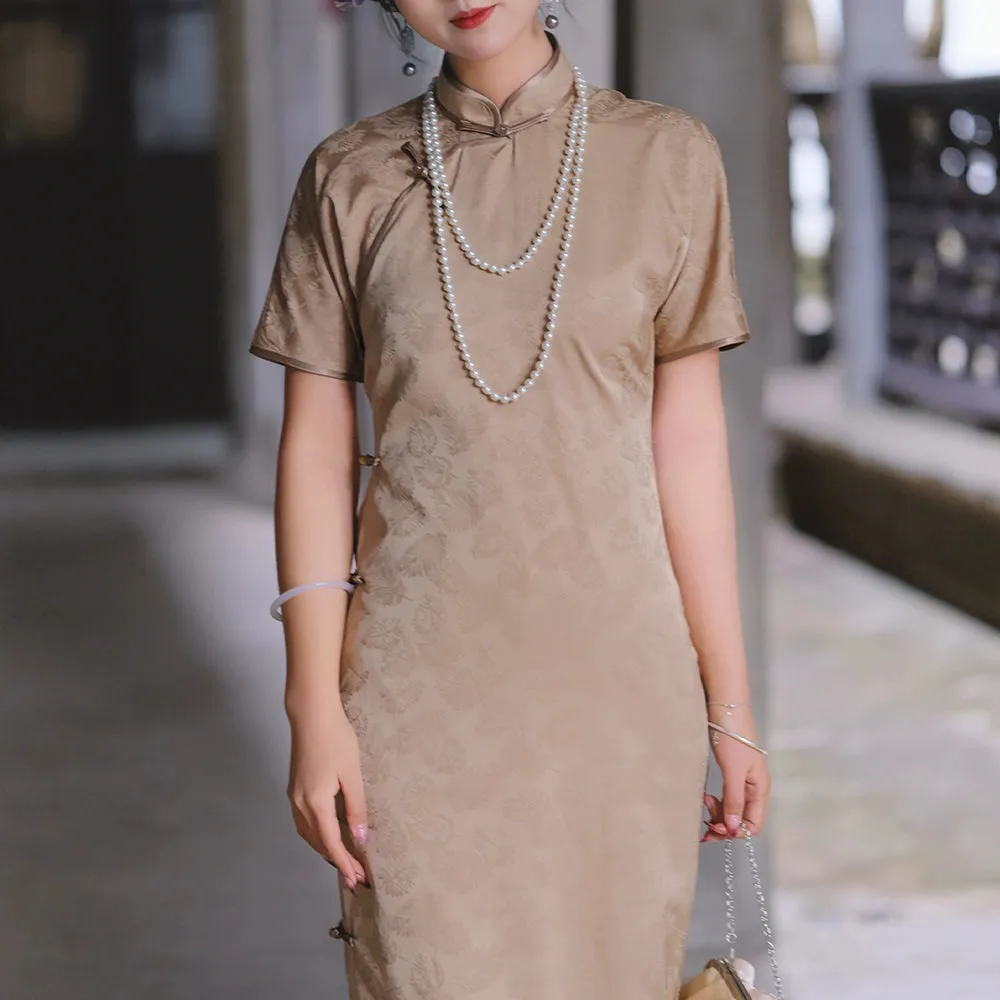 Que Yu 鹊羽 Magpie Feather 1930s Spring Summer Satin Qipao