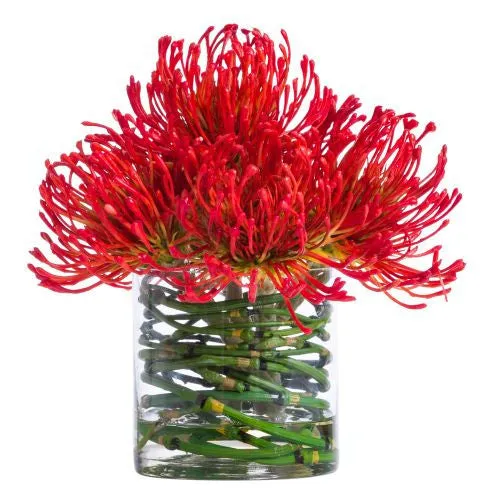 Red Pincushion Stateroom Bouquet Yacht Silks Arrangement