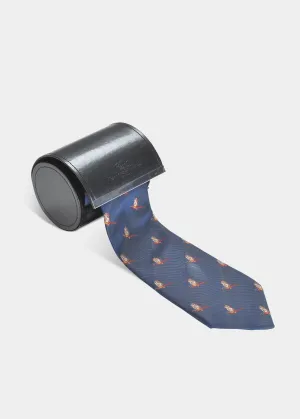 Ripon Silk Country Tie In Navy - Flying Pheasant Design