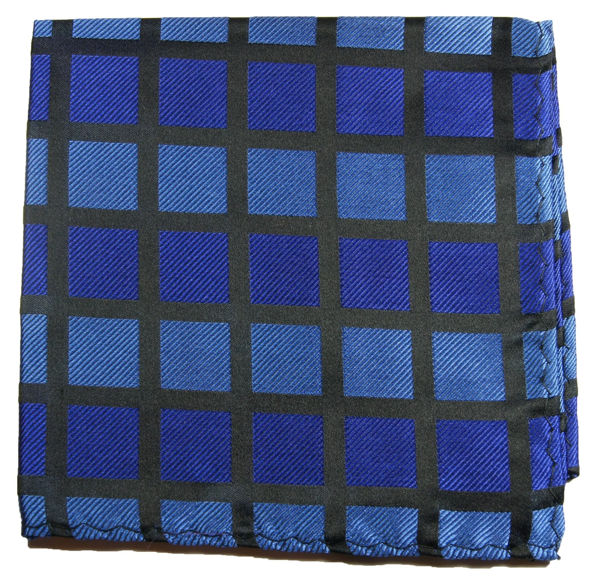 Royal Blue Checkered Silk Pocket Square