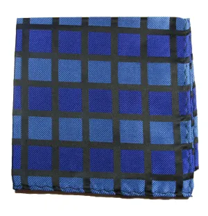 Royal Blue Checkered Silk Pocket Square