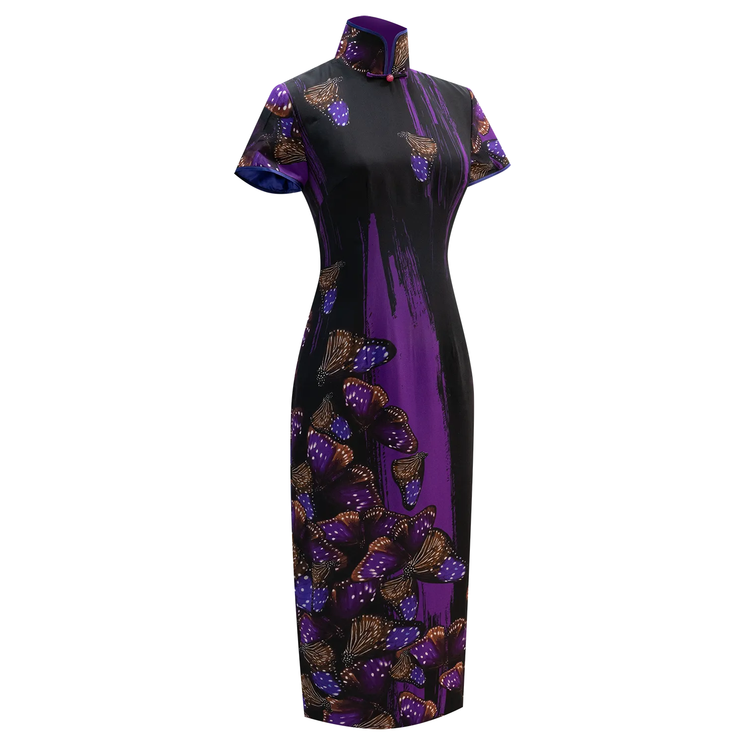 SPARKLE BY KAREN CHAN x Fung Yuen Butterfly Reserve【BLUE SPOTTED CROW】100% Silk Cheongsam (藍點紫斑蝶)