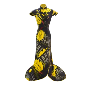 SPARKLE BY KAREN CHAN x Fung Yuen Butterfly Reserve【GOLDEN BIRDWING】100% Silk Cheongsam (Petal Sleeve) (金裳鳳蝶)