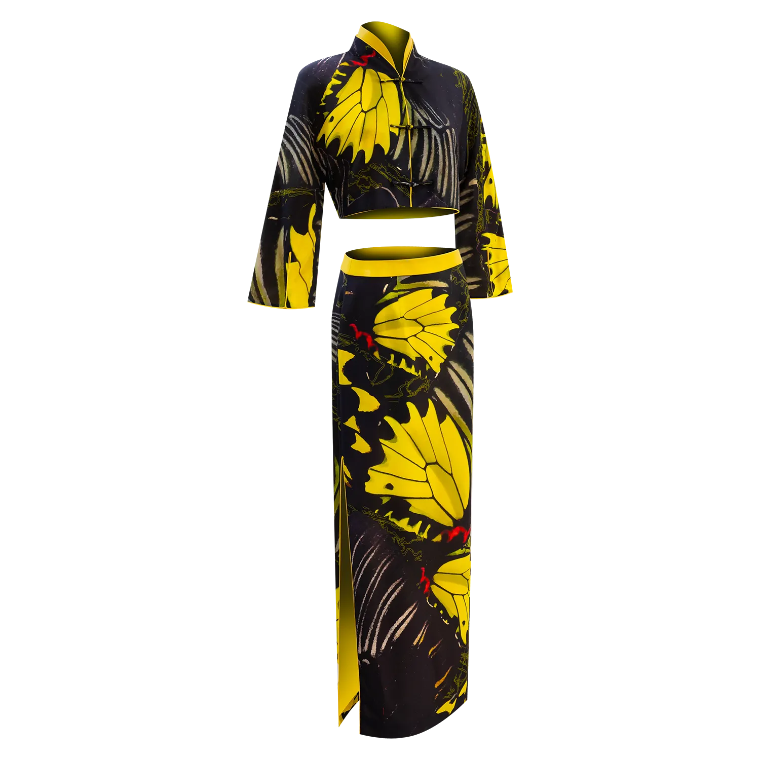 SPARKLE BY KAREN CHAN x Fung Yuen Butterfly Reserve【GOLDEN BIRDWING】100% Silk Cheongsam Set (Long Sleeve) (金裳鳳蝶)