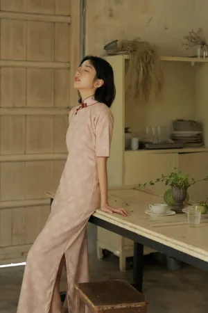 Tao Qi 桃蹊 Peach Path Linen & Cotton 1930s Half Sleeve Qipao