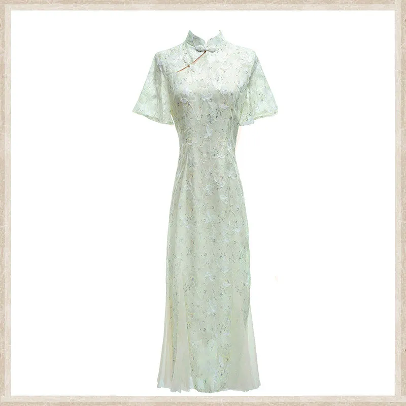 Traditional Lace Cheongsam Chinese Qipao Dress