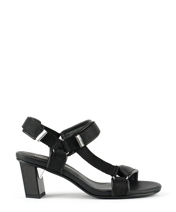 United United Aura Black Mid Heel Summer Sandal