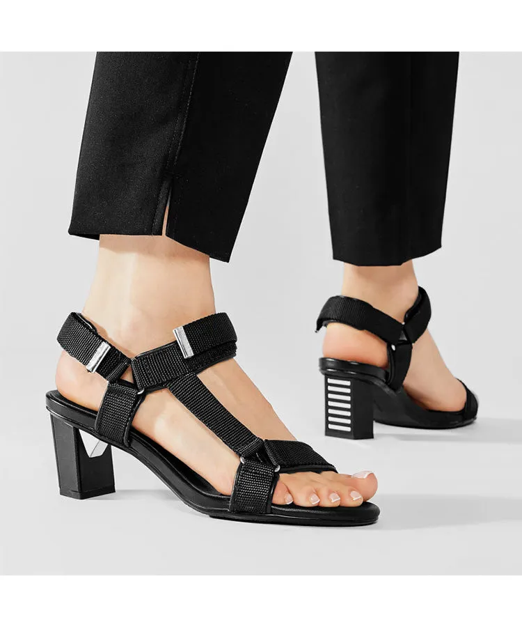 United United Aura Black Mid Heel Summer Sandal