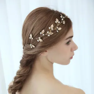 V113. boho gold & silver leaf bridal hair vine, leaf bridesmaid hair pins.