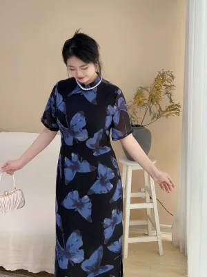 Wang Luo 网络 Cyber Butterfly Plus Sized Modernized Qipao