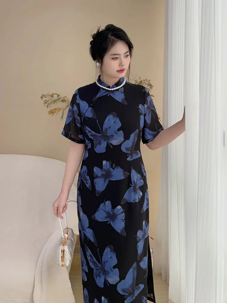 Wang Luo 网络 Cyber Butterfly Plus Sized Modernized Qipao