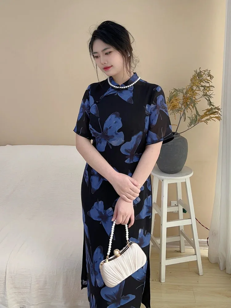 Wang Luo 网络 Cyber Butterfly Plus Sized Modernized Qipao