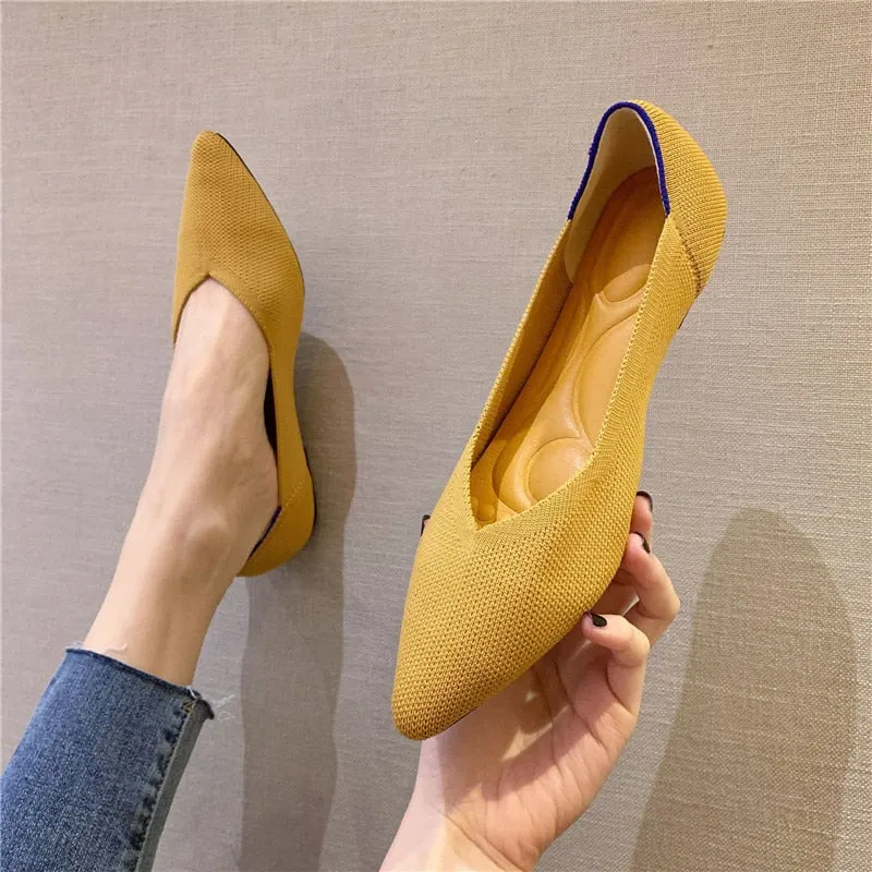 Women Heel Comfortable Flat Pointed Toe Pumps