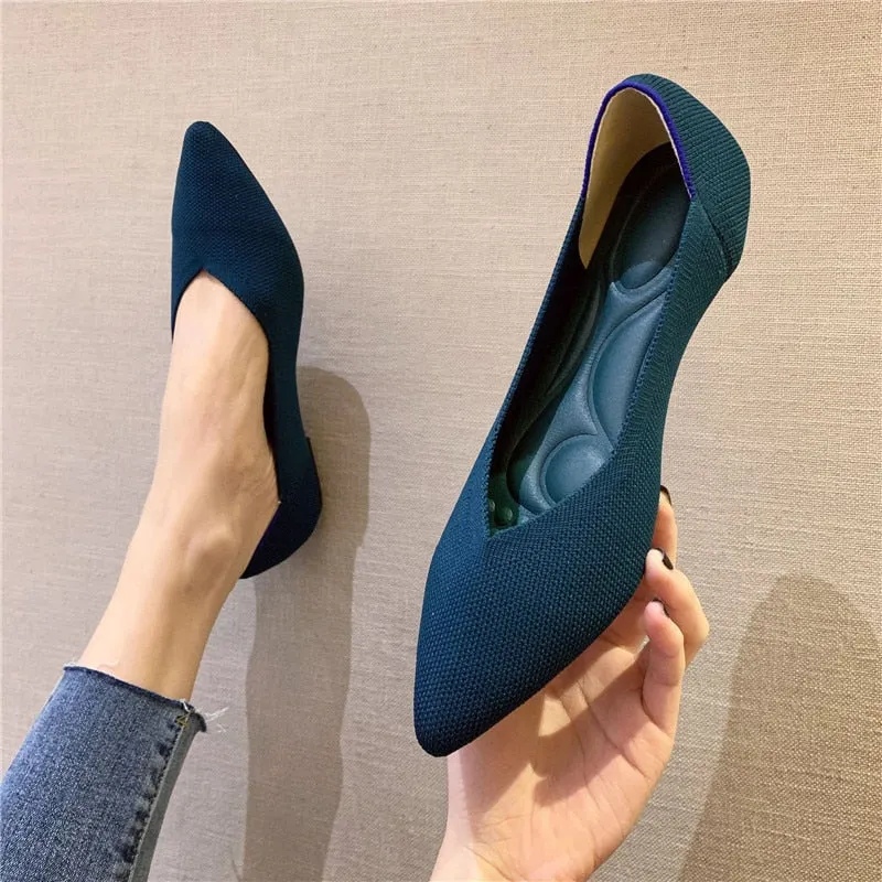 Women Heel Comfortable Flat Pointed Toe Pumps