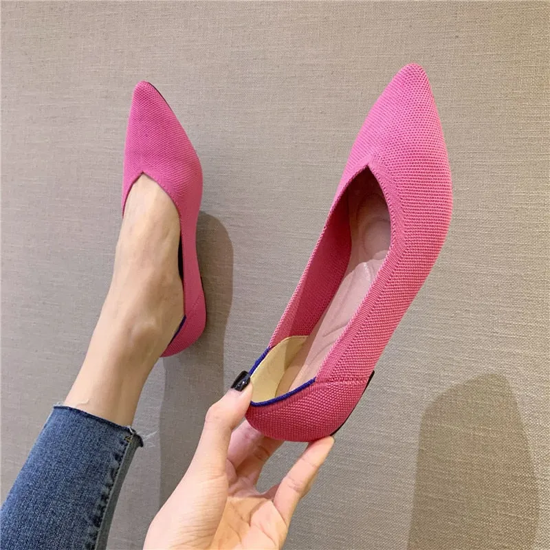 Women Heel Comfortable Flat Pointed Toe Pumps