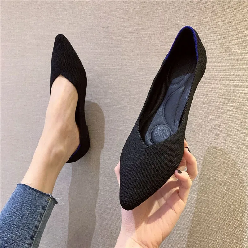 Women Heel Comfortable Flat Pointed Toe Pumps